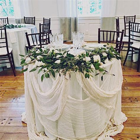 cheese cloth table runner|cheesecloth runner on round table.